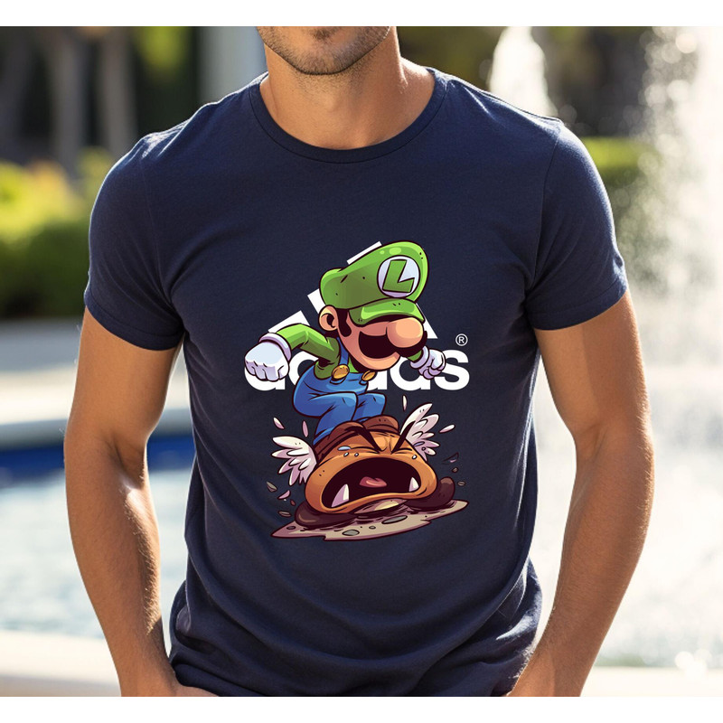Adidas Fashion New Luigi Mario Chibi Fan Gift TShirt02navy02navyjpg