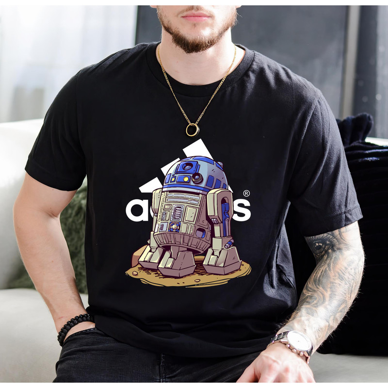 Adidas Fashion R2D2 Chibi Starwars Fan Gift TShirt01black01blackjpg