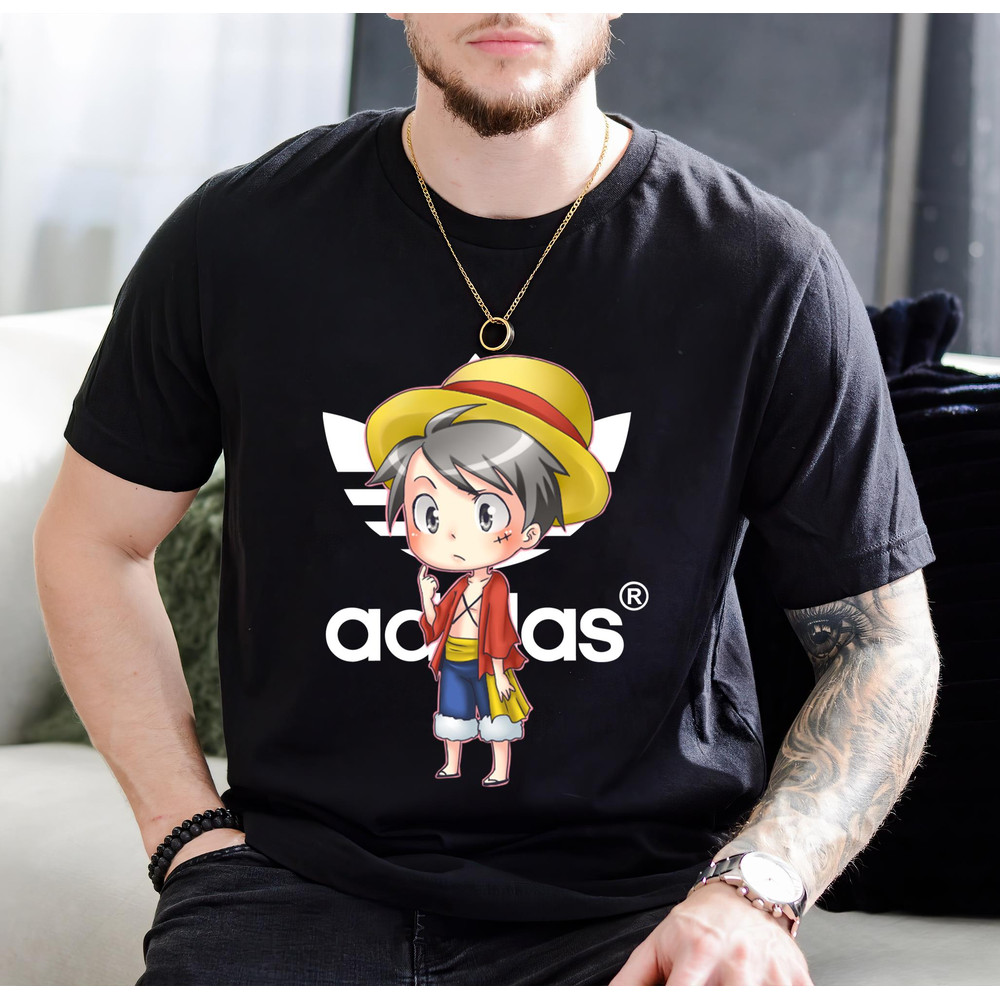 Adidas Luffy Chibi Fan Gift TShirt01black01blackjpg