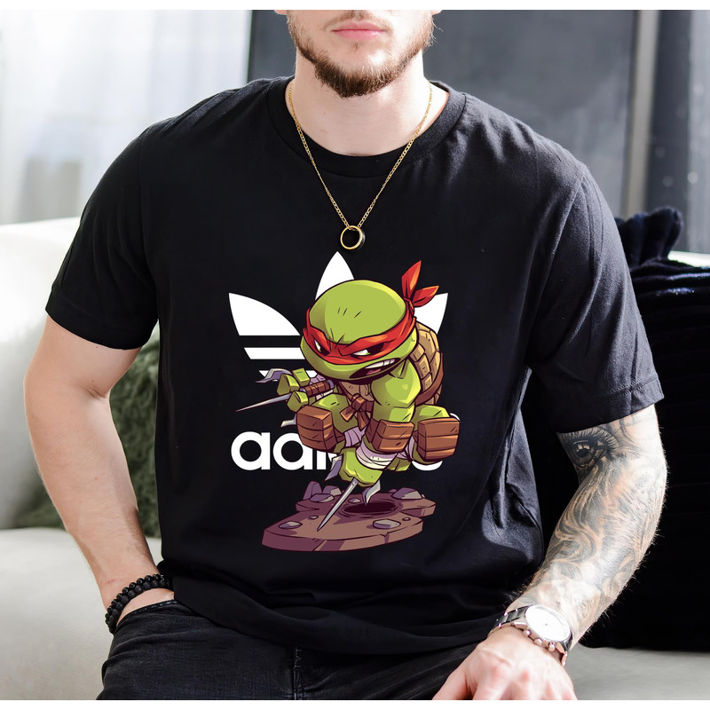 Adidas Raph Ninja Turtle Chibi Fan Gift TShirt01black01blackjpg
