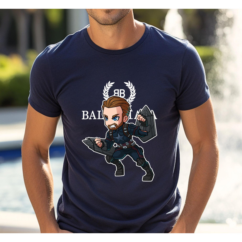 Balenciaga BB Chibi Captain America Fan Gift TShirt02navy02navyjpg