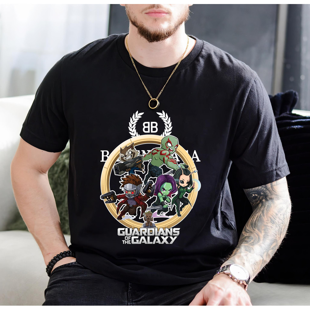 Balenciaga BB Chibi Guardians of the Galaxy Fan Gift TShirt01black01blackjpg