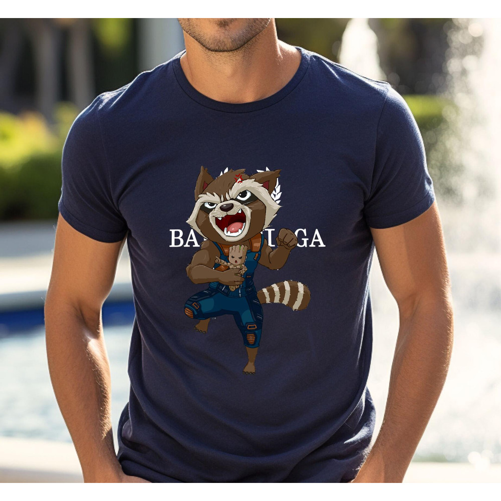 Balenciaga BB Chibi rocket Raccoon and baby goot Fan Gift TShirt02navy02navyjpg