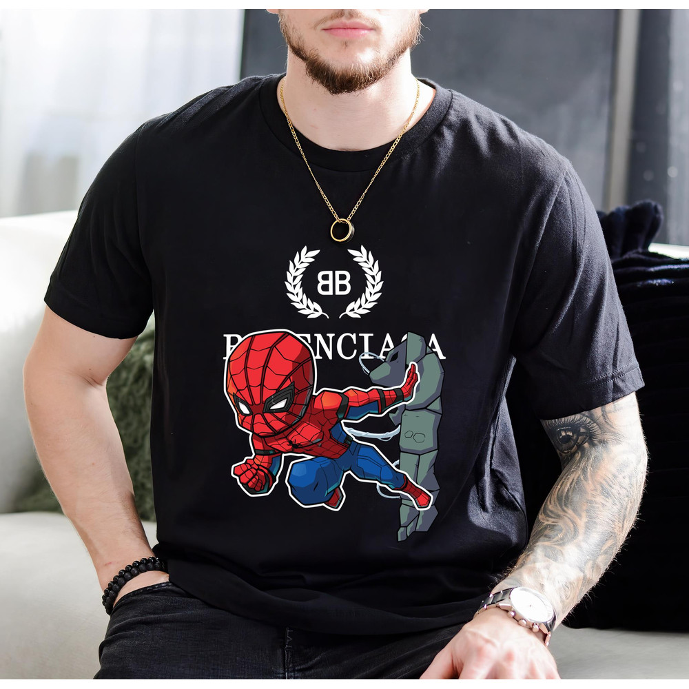 Balenciaga BB Chibi Spiderman Fan Gift TShirt01black01blackjpg