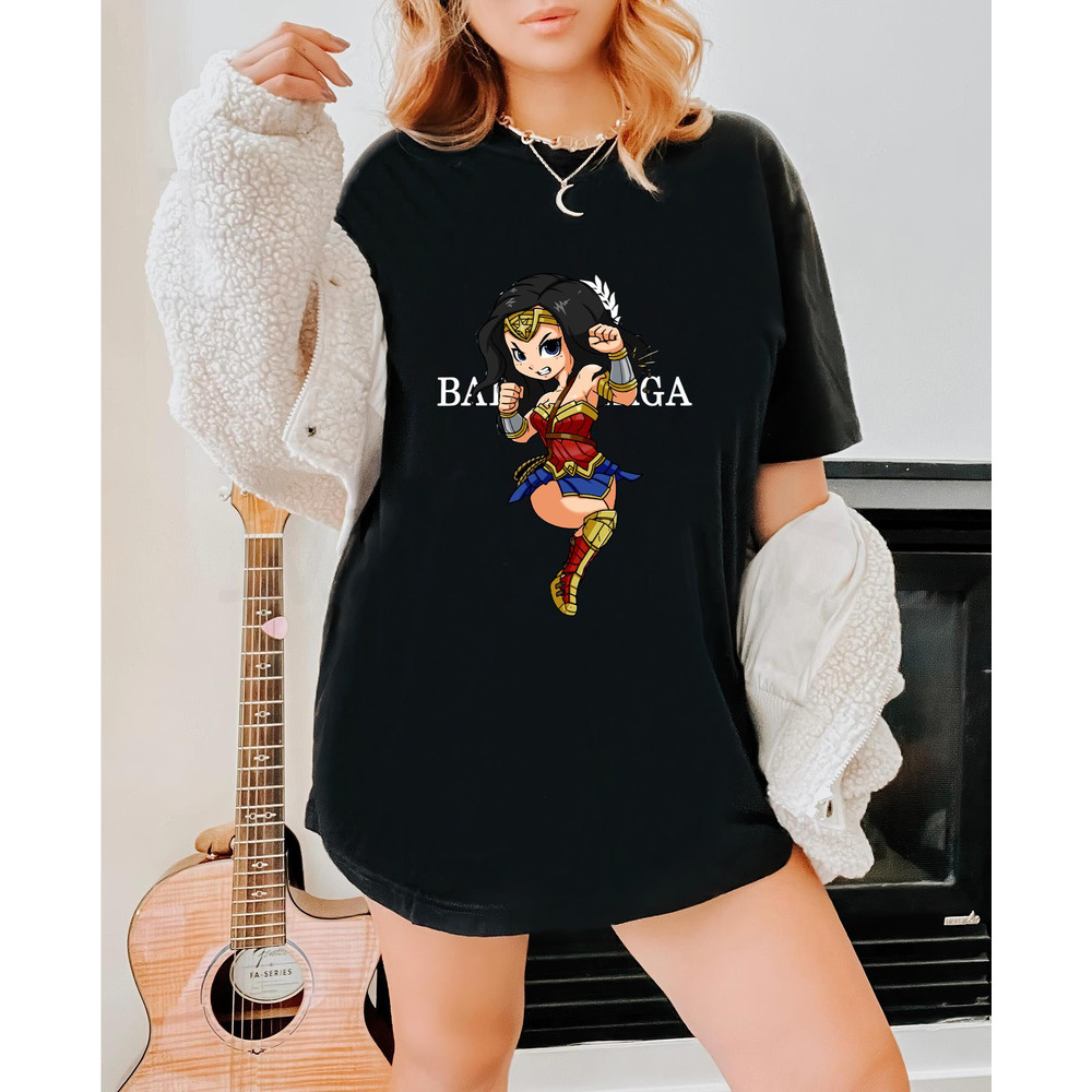 Balenciaga BB Chibi Wonder woman Fan Gift TShirt04gblack04gblackjpg