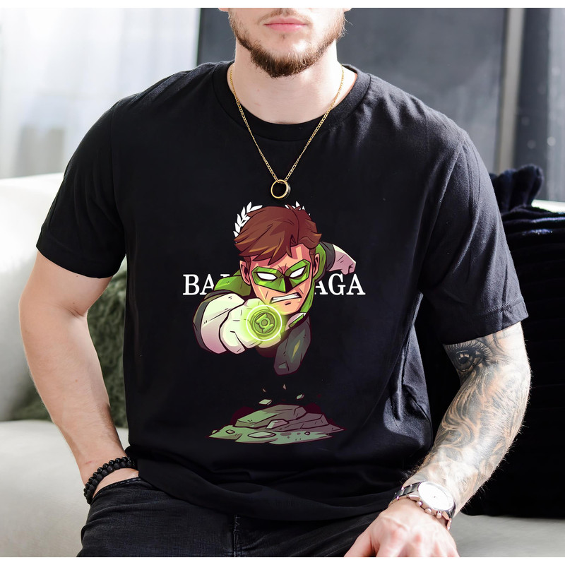 Balenciaga BB Green Lantern Chibi Fan Gift TShirt01black01blackjpg