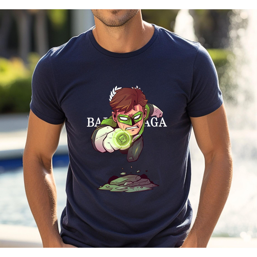 Balenciaga BB Green Lantern Chibi Fan Gift TShirt02navy02navyjpg