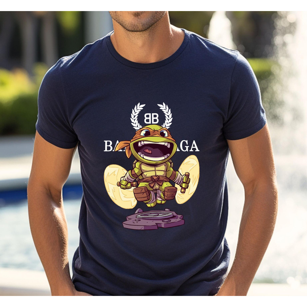 Balenciaga BB Mikey Ninja Turtle Chibi Fan Gift TShirt02navy02navyjpg