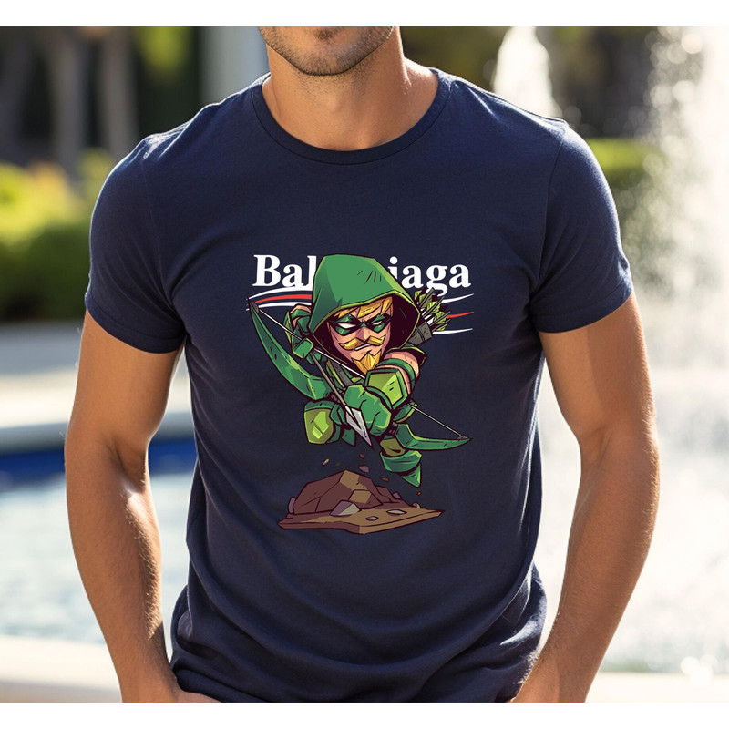 Balenciaga Green Arrow Chibi Fan Gift TShirt02navy02navyjpg