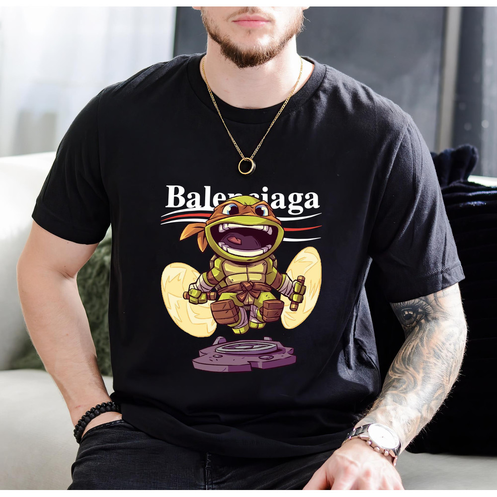 Balenciaga Mikey Ninja Turtle Chibi Fan Gift TShirt01black01blackjpg