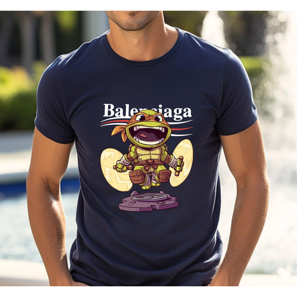 Balenciaga Mikey Ninja Turtle Chibi Fan Gift TShirt02navy02navyjpg