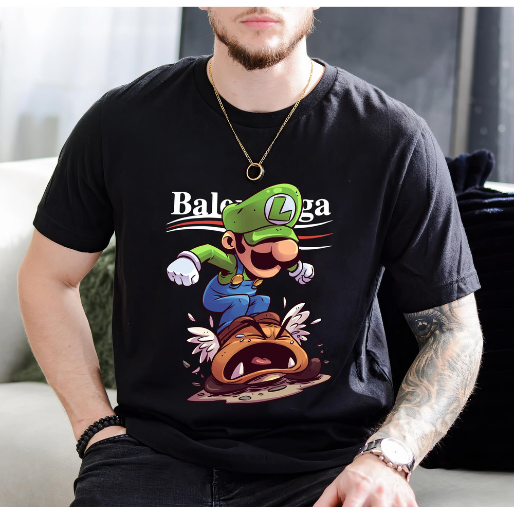 Balenciaga New Luigi Mario Chibi Fan Gift TShirt01black01blackjpg