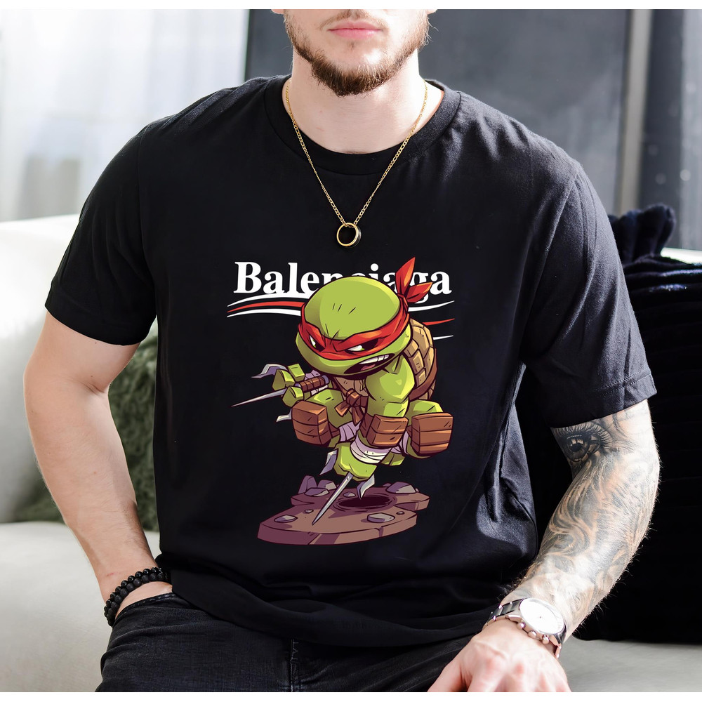 Balenciaga Raph Ninja Turtle Chibi Fan Gift TShirt01black01blackjpg
