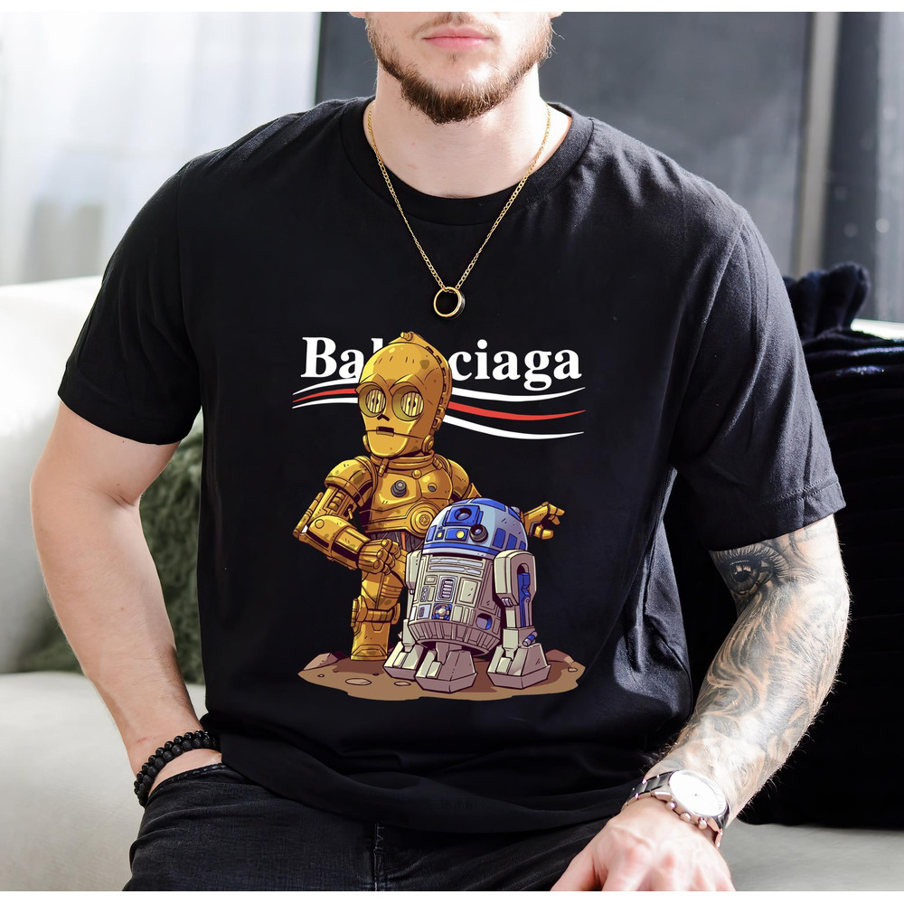 Balenciaga Starwars Droid Chibi Fan Gift TShirt01black01blackjpg