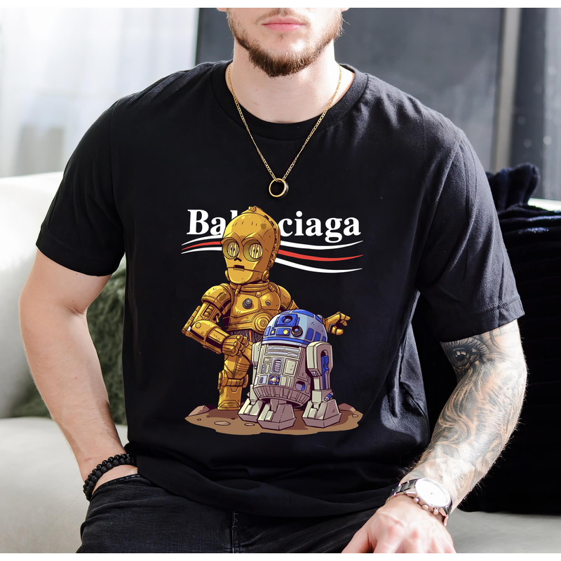 Balenciaga Starwars Droid Chibi Fan Gift TShirt01black01blackjpg