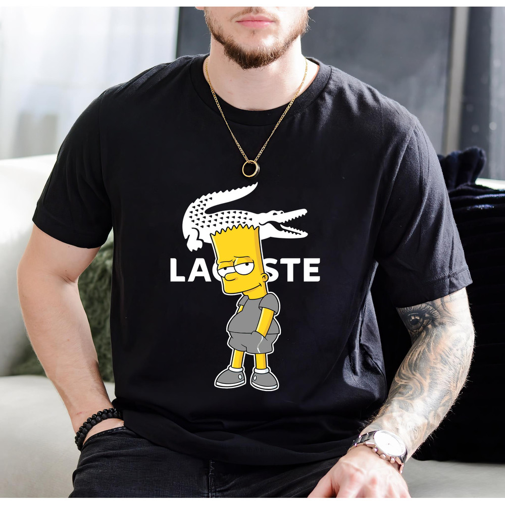 Bart Simpson Lacoste Fan Gift TShirt01black01blackjpg