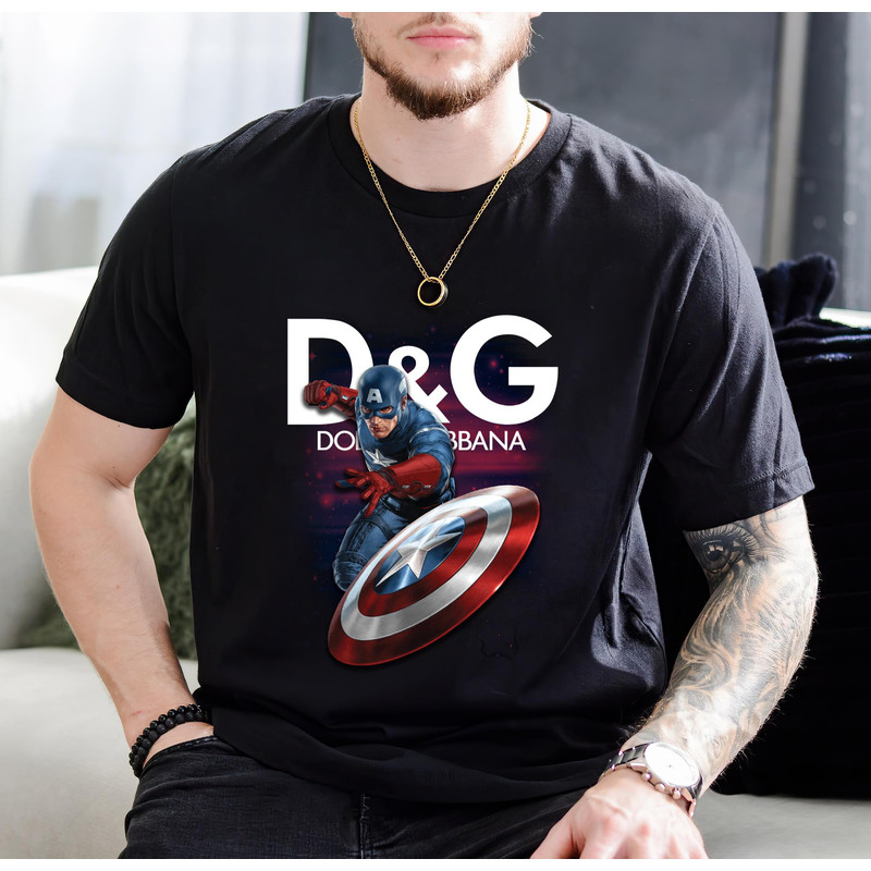Captain America Dolce Gabbana Fan Gift TShirt01black01blackjpg