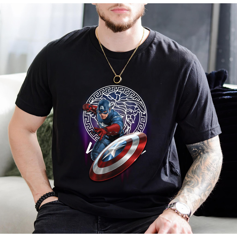 Captain America Versace Fan Gift TShirt01black01blackjpg