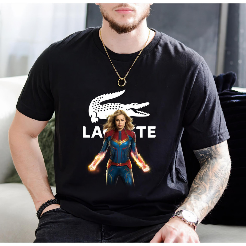 Captain Marvel Lacoste Fan Gift TShirt01black01blackjpg