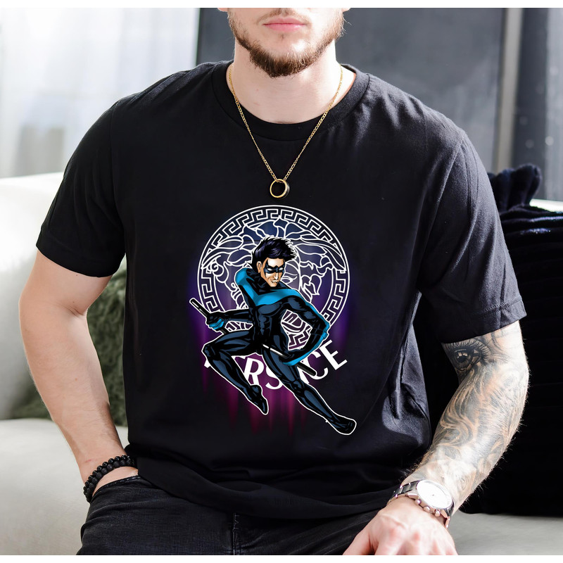 Dick Grayson Nightwing Versace Fan Gift TShirt01black01blackjpg