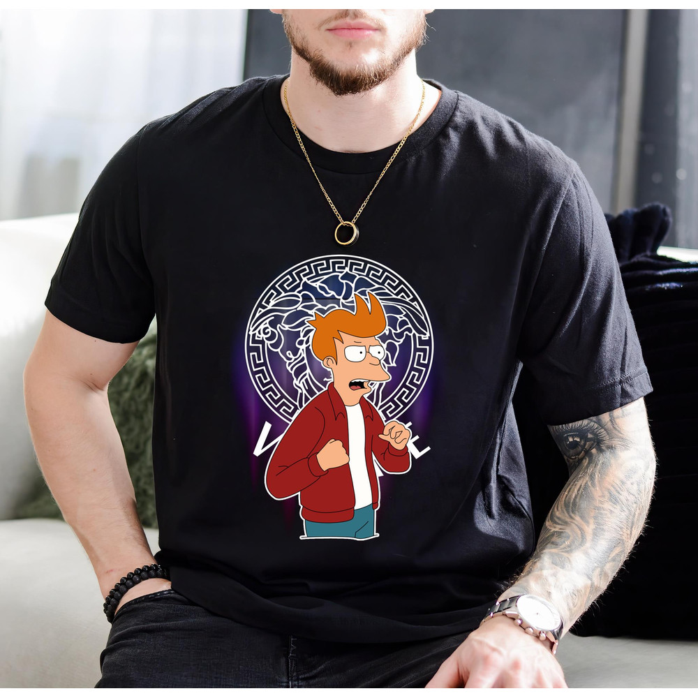 Futurama Fry Versace Fan Gift TShirt01black01blackjpg