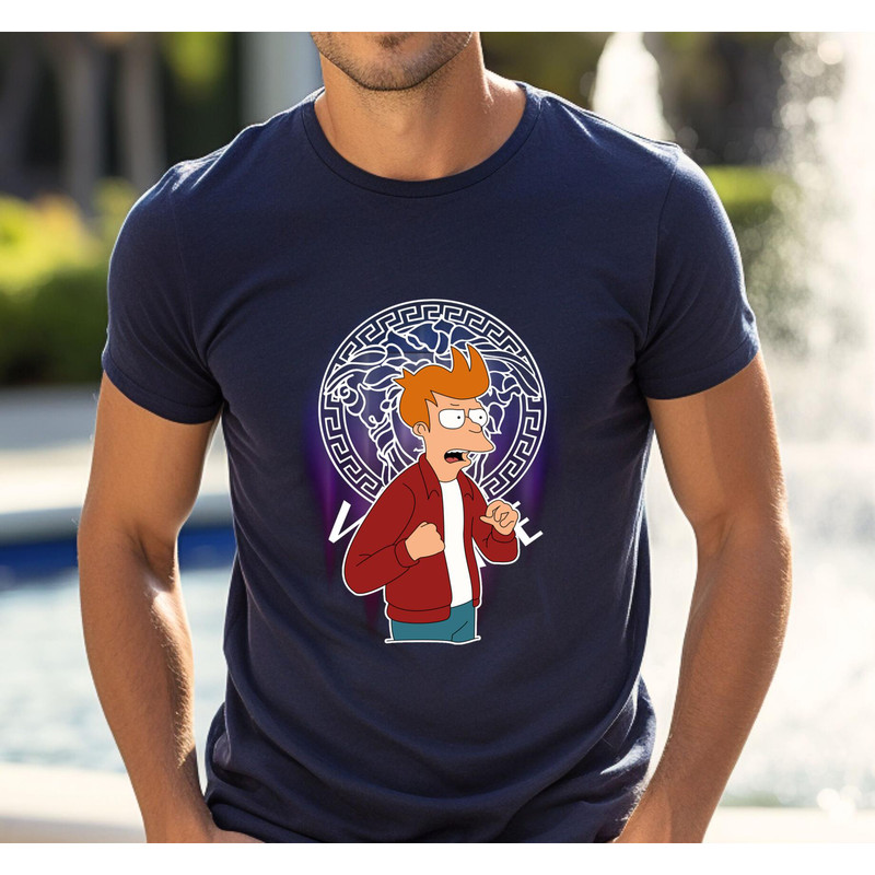 Futurama Fry Versace Fan Gift TShirt02navy02navyjpg