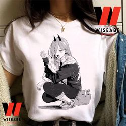 cheap power and pochita manga pattern chainsaw man t shirt