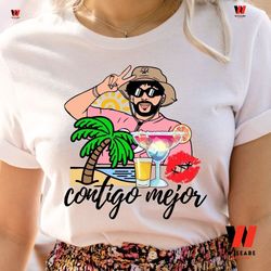 cheap contigo mejor bad bunny t shirt, bad bunny concert merch