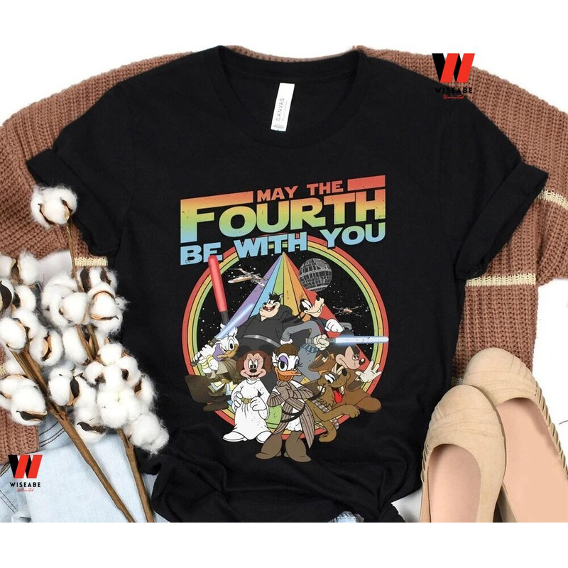 Vintage Disney Mickey Mouse And Friend Star Wars May The Fourth Be With You T Shirt Star Wars Fathe
