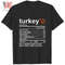 Funny Turkey Nutrition Fact Thanksgiving Food T Shirtjpg