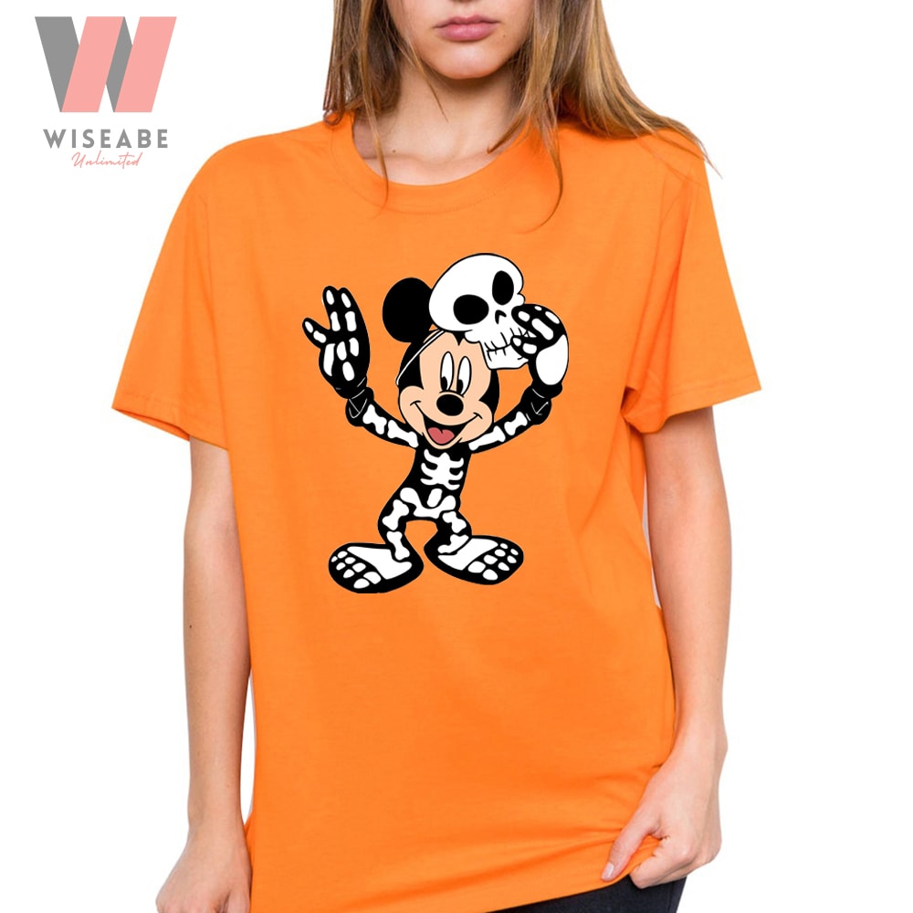 Cheap Mickey Mouse Skeleton Disney Halloween T Shirtjpg