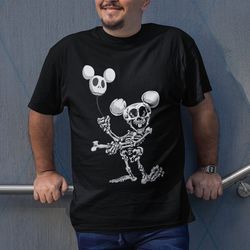 funny mickey mouse skeleton disney halloween shirt