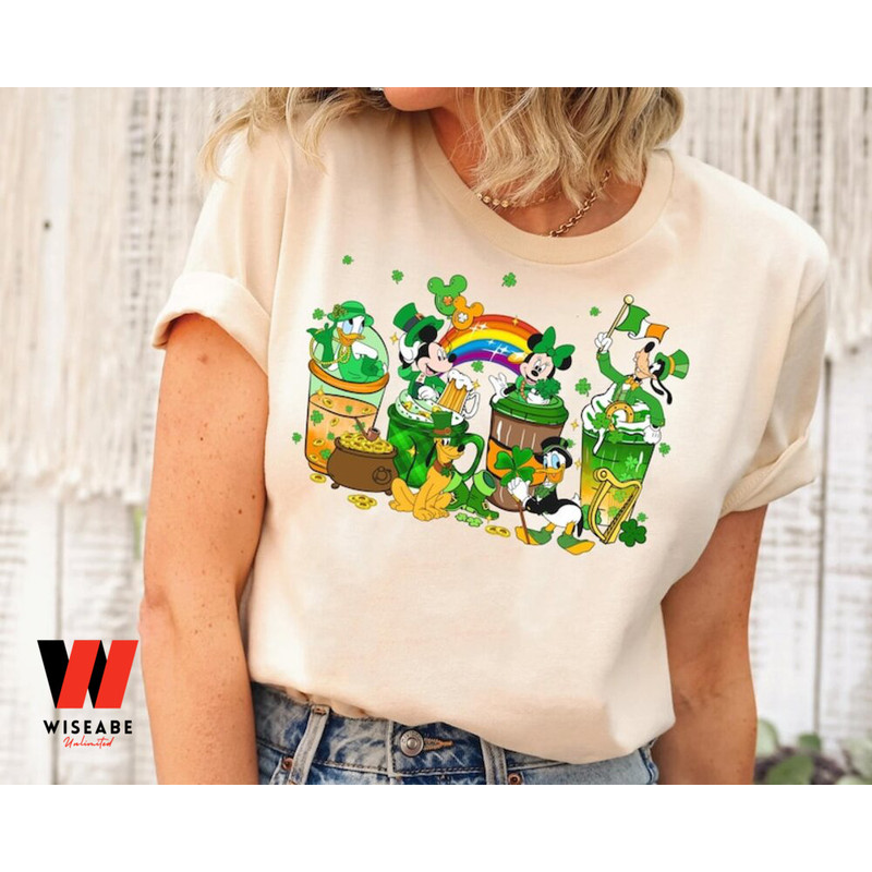 Shamrock Rainbow Mickey Mouse And Friends Coffee Latte Disney St Patricks Day Shirt Cheap St Patri