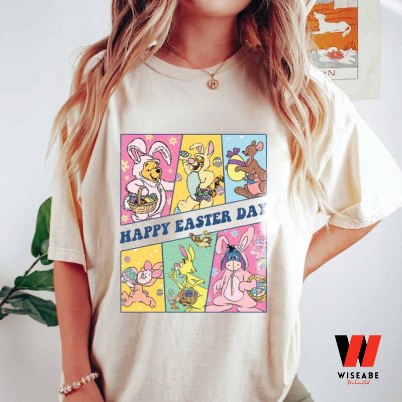 Retro Bunny Eggs Winnie The Pooh Disney Easter Shirt Cheap Easter Giftsjpg