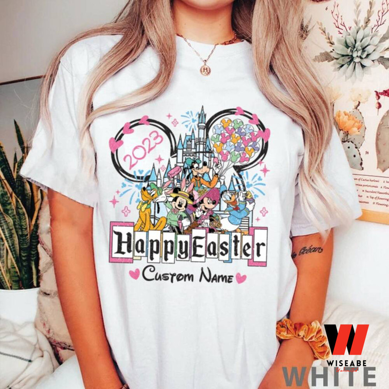 Customize Name Retro Disneyland Mickey Ears Happy Easter 2023 Shirt Personalized Easter Giftsjpg