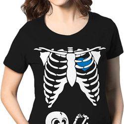 blue bow baby boy skeleton cute halloween maternity shirt
