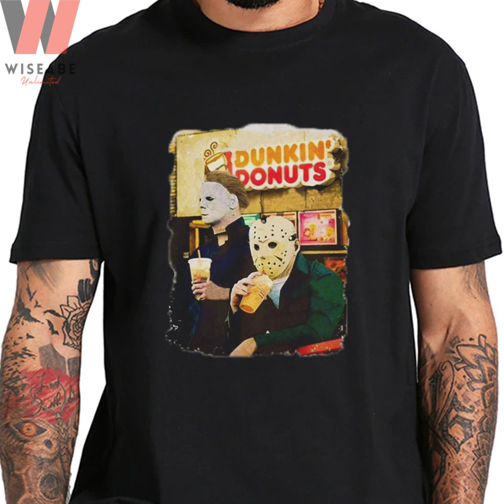 Funny Myers And Jason Voorhees Dunkin Donuts Vintage Michael Myers Shirtjpg