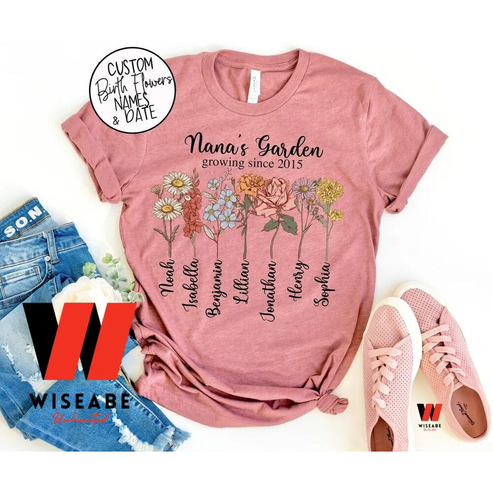 Custom Mothers Garden Birth Flowers T Shirt Personalized Mothers Day Shirt Mothers Day Gifts From