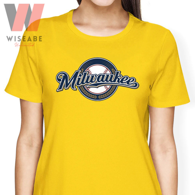 Unique Logo Of Milwaukee MLB Yellow Brewers T Shirtjpg