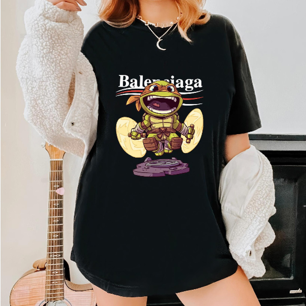 Balenciaga Mikey Ninja Turtle Chibi Fan Gift TShirt04gblack04gblackjpg