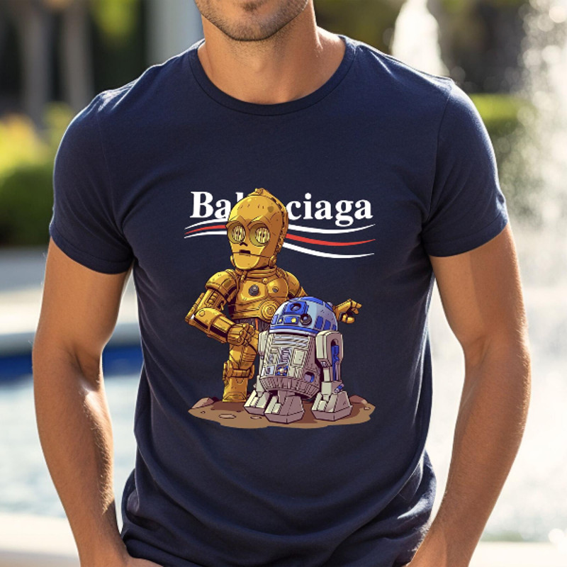 Balenciaga Starwars Droid Chibi Fan Gift TShirt02navy02navyjpg