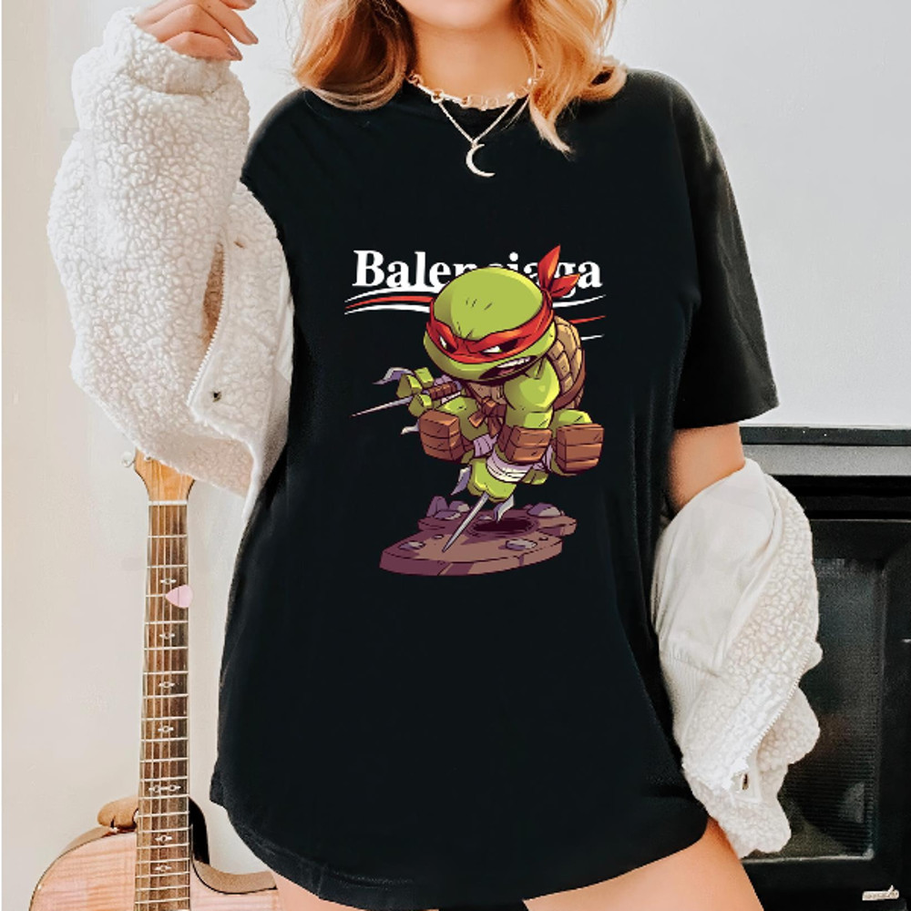 Balenciaga Raph Ninja Turtle Chibi Fan Gift TShirt04gblack04gblackjpg
