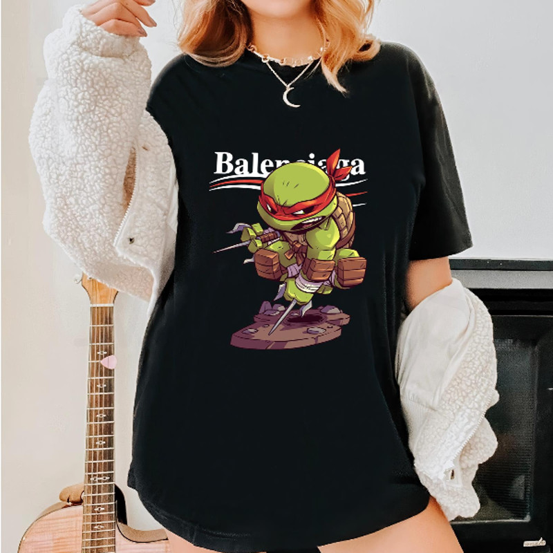 Balenciaga Raph Ninja Turtle Chibi Fan Gift TShirt04gblack04gblackjpg