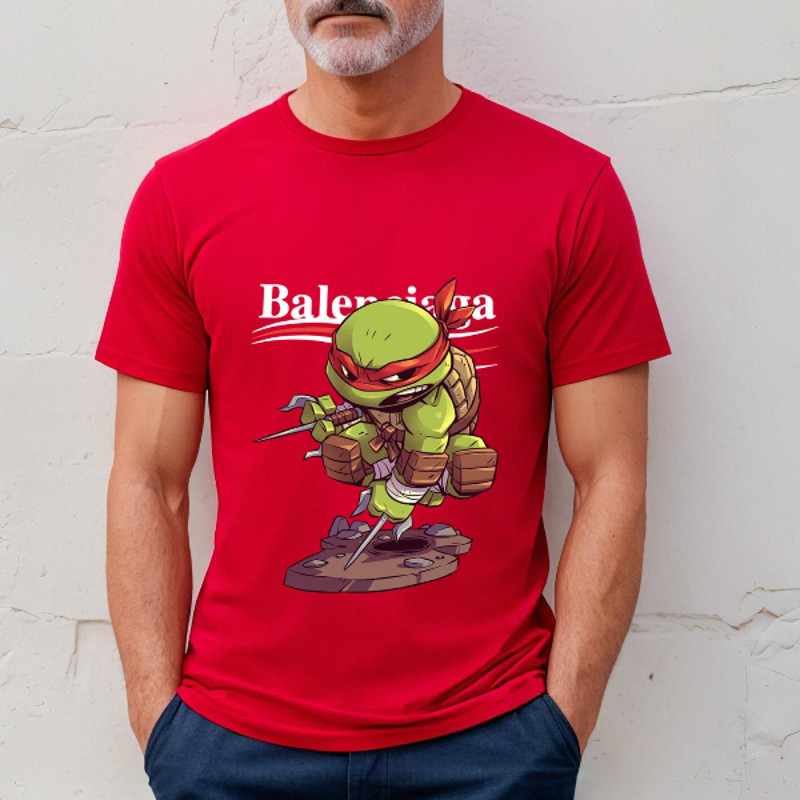 Balenciaga Raph Ninja Turtle Chibi Fan Gift TShirt03red03redjpg