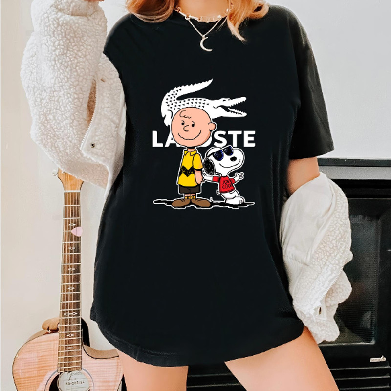 Charlie Brown Snoopy Lacoste Fan Gift TShirt04gblack04gblackjpg