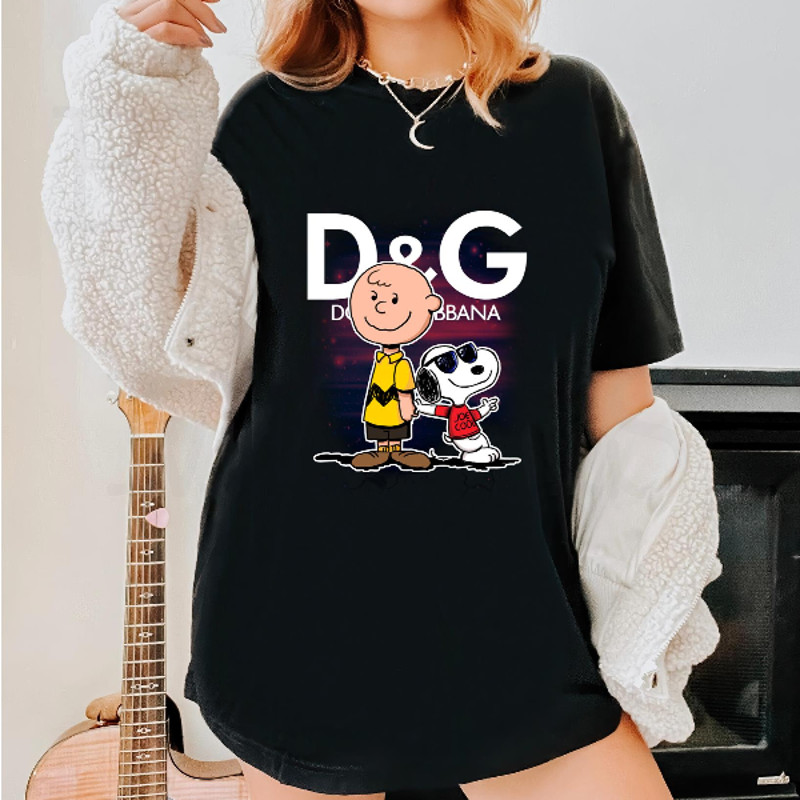 Charlie Brown  Snoopy Dolce  Gabbana Fan Gift TShirt04gblack04gblackjpg