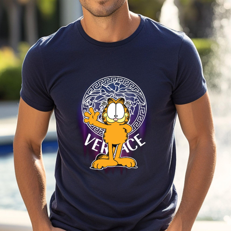 Garfield Versace Fan Gift TShirt02navy02navyjpg