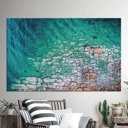 Gift for Him, Living Room Wall Art, 3D Wall Art, Sea Landscape Art Canvas, Landscape 3D Canvas, Aboveal Ocean View, View