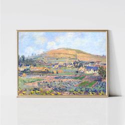 Claude Monet Rouen Mountain at Spring  Impressionist Landscape Painting  French Country Print  Monet Wall Art  Digital D