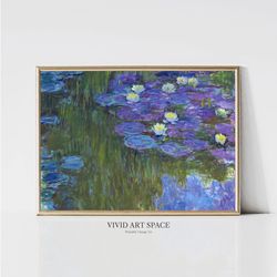 Claude Monet Water Lilies  Impressionist Landscape Painting  Garden Print  Purple Flowers Print  Monet Wall Art  Digital